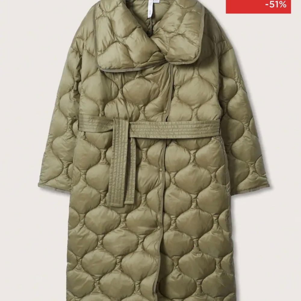 Mango Belt quilted coat NWT